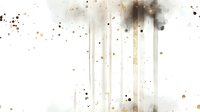 Artistic watercolor splatter and drips in neutral brown, black and gold tones on white background, creating abstract vertical streaks and organic dots pattern.