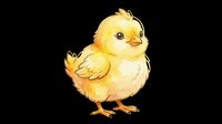 Cute yellow chick with fluffy feathers isolated on transparent background, ready for t-shirt designs, stickers, clipart, print-on-demand products and sublimation projects.