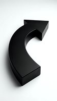 Black curved arrow symbol on white background showing upward direction and growth concept for business presentations.
