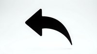 Black curved arrow pointing left on white background isolated for graphic design and user interface elements.