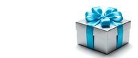 Silver gift box with bright blue satin ribbon and bow isolated on white background for holiday celebrations, birthdays, and special occasions.