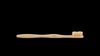 Wooden toothbrush with natural bristles isolated on transparent background, ready for clipart, t-shirt design, print-on-demand products, stickers, and sublimation projects.