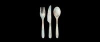 Watercolor wooden cutlery set with fork, knife, and spoon isolated on transparent background, ready for stickers, print on demand, and T-shirt design use.