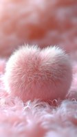 Soft pink fur pom pom ball on fluffy feathers background for fashion accessories, crafts and luxury textile design projects.