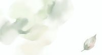 Soft watercolor background with delicate green and beige washes creating organic flowing shapes. Single leaf accent adds natural botanical element for design projects.