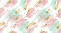 Abstract watercolor brush strokes in soft pink mint green and gold creating seamless repeating pattern for backgrounds and textile design.