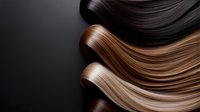 Luxurious flowing hair strands in rich brown and caramel tones showcasing smooth texture and natural shine for beauty and haircare concepts.