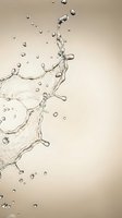 Dynamic water splash with droplets and bubbles captured in motion against neutral beige background for refreshing beverage and hydration concepts.