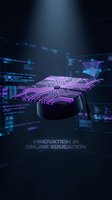 Graduation cap with neon purple circuit board pattern glowing against dark digital background, representing online learning, technology education, and innovation in e-learning platforms.