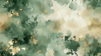 Ethereal abstract watercolor background in sage green and gold tones creates atmospheric cloudy effect with organic textures and delicate color transitions.