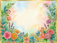 Watercolor floral frame with roses, lavender, and greenery on soft pastel background. Isolated design element for invitations, cards, and decorative projects.