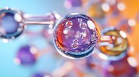 Macro photography of water drops with colorful bokeh background creating magical refraction effect and abstract artistic composition in purple and orange tones.