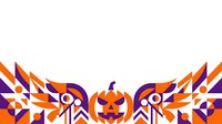 Isolated jack-o-lantern pumpkin with symmetrical geometric lightning bolts in orange and purple, ready for Halloween designs, t-shirts, and clipart applications.