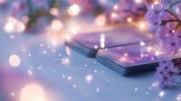 Stack of books with cherry blossoms and fairy lights creating magical reading atmosphere with warm bokeh background for education and literature themes.