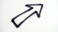 Upward arrow drawn with black marker on white background, representing growth, progress, success, and positive direction for business and financial concepts.