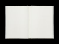 Open blank notebook with empty white pages, isolated on transparent background. Ready for T-shirt designs, stickers, clipart, print on demand, and sublimation projects.