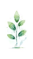 Watercolor plant with green leaves and growth arrows on white background isolated for eco business and sustainability design concepts.