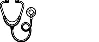 Medical stethoscope icon in black outline style isolated on white background for healthcare and clinical design projects.