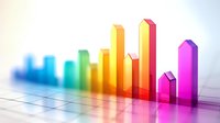 Colorful ascending bar graph showing business growth trend on grid background with soft focus effect, perfect for financial presentations and data visualization.