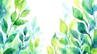 Watercolor green leaves frame with white center, creating fresh botanical border for wedding invitations, cards, and spring designs.