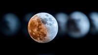 Detailed lunar phases sequence showing moon transition from blood red to silver white against dark night sky background, focus on full moon surface details.