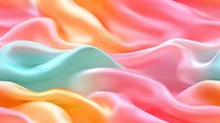 Smooth flowing waves of pastel colors - pink, mint green, and peach create soft abstract background pattern with gentle gradients and silky texture.
