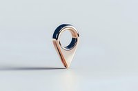 Metallic rose gold location pin marker on light background with soft shadow, minimalist design for navigation and mapping applications.