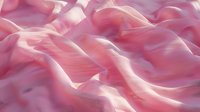 Soft pink silky fabric with gentle folds and waves creating an elegant abstract background texture with light and shadow play. Suitable for luxury fashion designs.