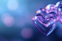 Glowing pink heart shape with soft bokeh lights on blue background, romantic Valentine's day concept with dreamy atmosphere and copy space for text.