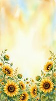 Watercolor sunflower border frame with soft yellow background for greeting cards, invitations and floral design projects.