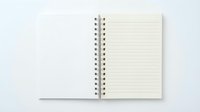 Open spiral notebook with blank lined pages on white background, suitable for education, planning, writing, and office organization projects.
