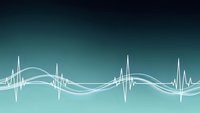 Medical heartbeat pulse wave pattern on gradient teal background for healthcare technology design and cardiac monitoring applications.