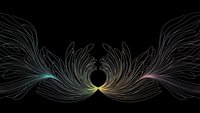 Abstract flowing lines create elegant wing-like formations with gradient colors on black background for modern digital art and creative design projects.