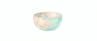 Watercolor ceramic bowl with soft pastel mint green and peachy pink tones, isolated on white background, suitable for home decor, kitchenware, and design projects.