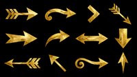 Gold watercolor arrow set isolated on transparent background, ready for stickers, t-shirt design, print on demand, sublimation, and clipart projects.