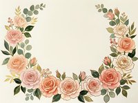 Floral wreath with peachy roses, eucalyptus leaves, and botanical elements on cream background, isolated for wedding invitations, greeting cards, and design projects.