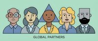 Diverse business team of global partners with different ethnicities and professions standing together for corporate collaboration and international teamwork.