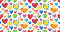 Colorful hand-drawn hearts seamless pattern on cream background. Romantic doodle style design for Valentine's Day, love themes, textiles, wrapping paper.