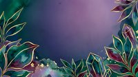 Ornamental foliage with gold accents frames a gradient background transitioning from deep teal to purple, creating an elegant botanical border suitable for invitations, social media graphics, and design templates.