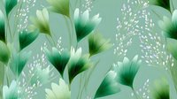 Delicate green floral pattern with ethereal white sprays creates dreamy botanical composition. Seamless repeat design for fabric, wallpaper and surface patterns.