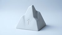 Minimalist white marble pyramid with engraved number one symbol, isolated on light background, suitable for business branding, corporate identity design, and modern aesthetic projects.