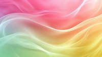 Soft flowing waves in pastel pink, yellow and mint green colors create gentle abstract background with smooth gradient transitions and ethereal light effects.