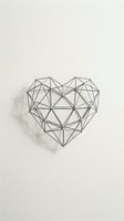 Geometric heart shape made of connected triangular lines creating modern minimalist wall art design on neutral background.