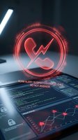 Neon red phone fraud warning symbol glowing above laptop screen with scam alert text, cybersecurity threat visualization for digital crime prevention and online safety awareness campaigns.