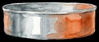 Watercolor metal tin pan isolated on transparent background, ready for stickers, clipart, print on demand, sublimation, and t-shirt design use.