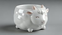 White ceramic unicorn mug with cute kawaii design and pink details isolated on gray background for kitchen decor and gift concepts.