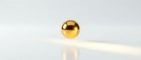 Golden sphere resting on white surface with soft reflection, suitable for luxury branding, financial concepts, and premium design projects.