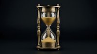 Golden hourglass with flowing sand against dark background, symbolizing time passage, deadline management, and temporal concepts for business and design projects.