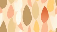 Organic teardrop shapes in muted earth tones create seamless repeating pattern. Soft coral, olive and beige abstract elements on cream background for surface design.