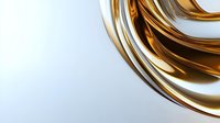 Luxurious gold metallic wave on white background creates elegant abstract composition with smooth flowing curves and reflective surface. Suitable for luxury branding.